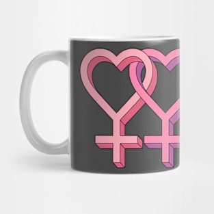 Lesbian Linked Hearts Mug